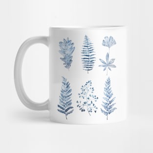 blue leaves collection watercolor Mug